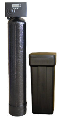 Black Fusion water softener system with brine tank